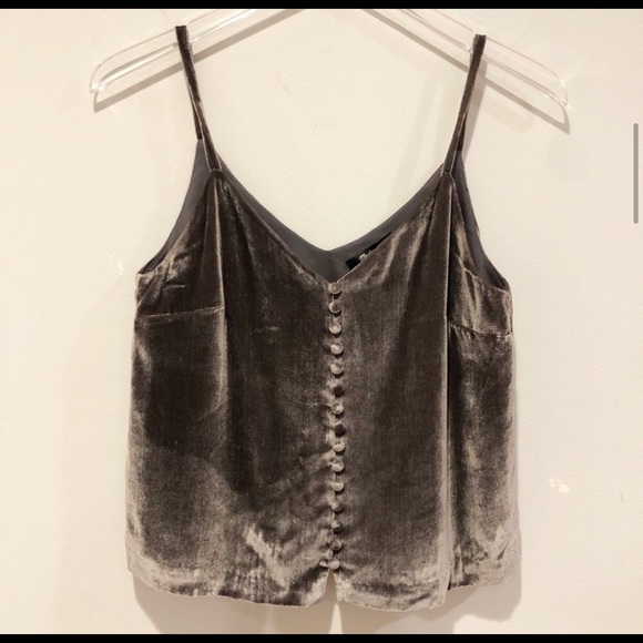 Madewell Velvet pants and cami set in dark metal - Picture 2 of 3